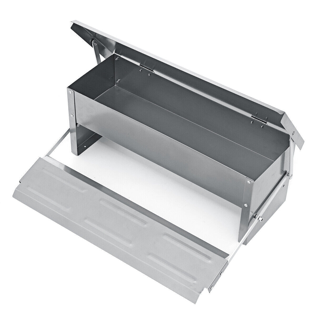 Automatic Chicken Feeder Galvanized Treadle Poultry Auto-Feeder Outdoor Garden