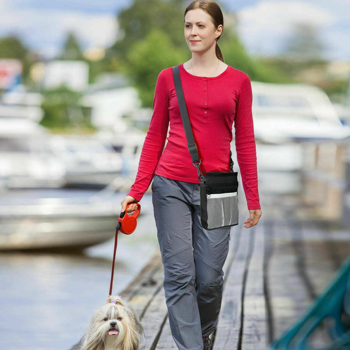 Dog Walking Training Obedience Treat Pouch Portable Pet Puppy Snack Belt Bag UK