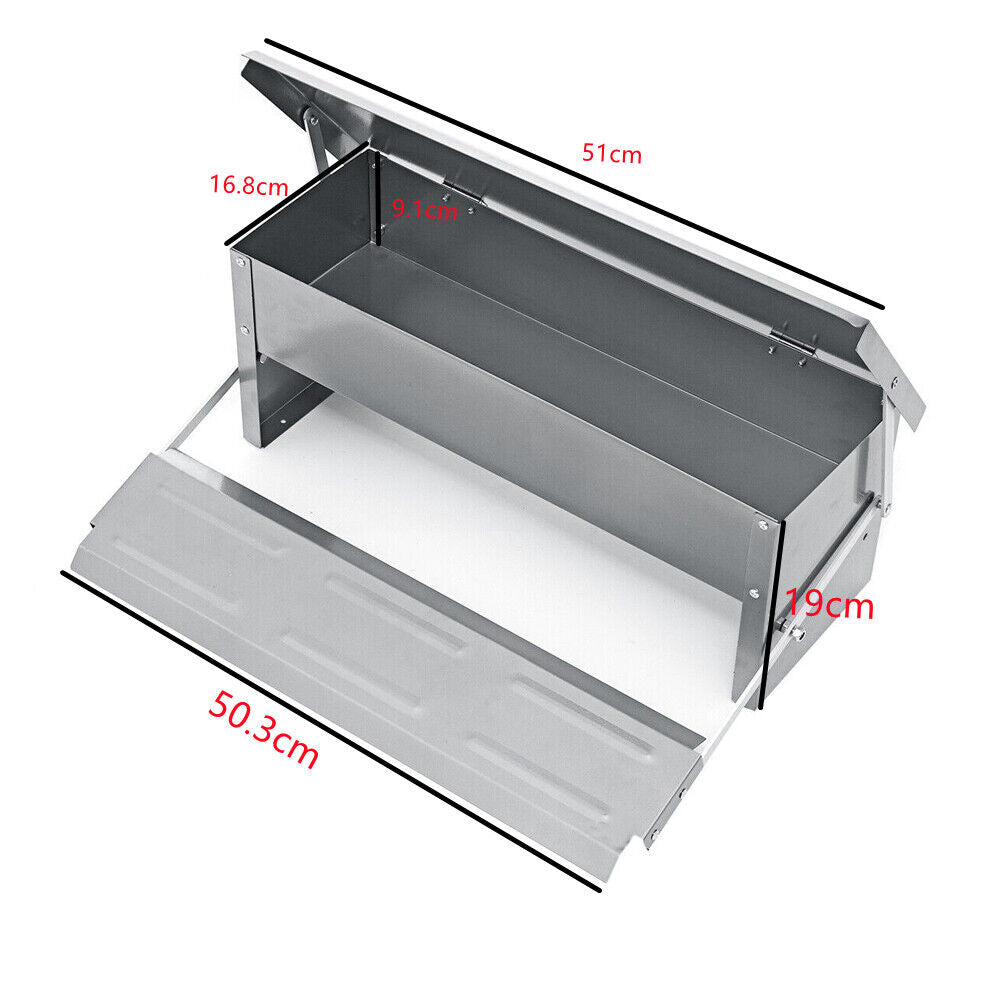 Automatic Chicken Feeder Galvanized Treadle Poultry Auto-Feeder Outdoor Garden